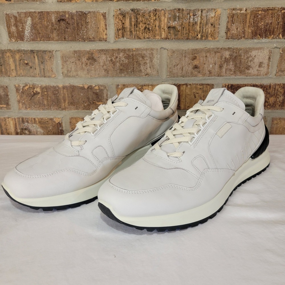 ECCO Astir Mens White‎ Black Leather Sneakers Shoes Size 46 US 12-12.5
